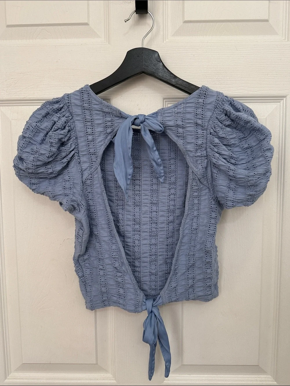 Free People women’s Star Struck Light Blue Tie-Back top